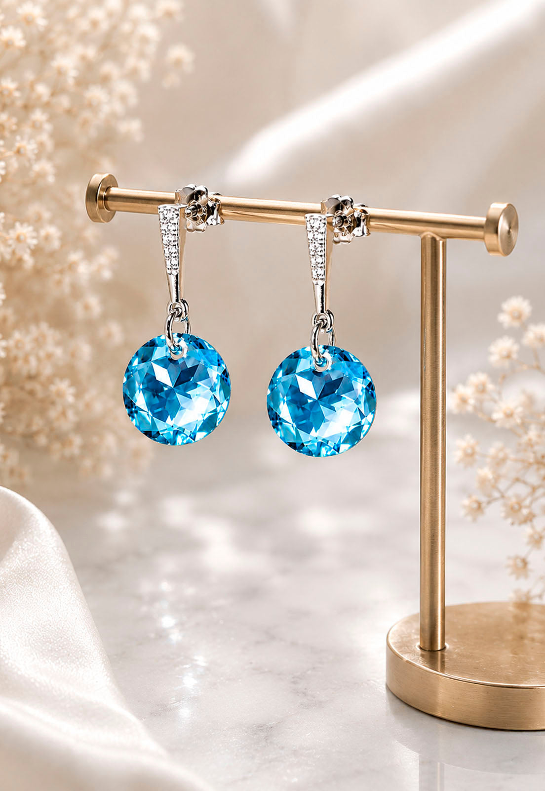 Aros Gracia Plata 925  Cristal Swarovski® Aquamarine
