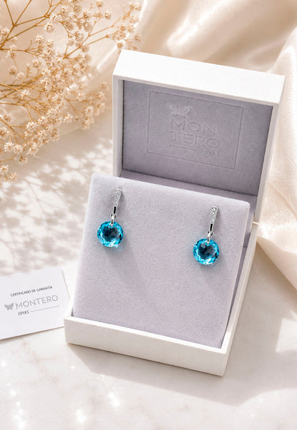 Aros Gracia Plata 925  Cristal Swarovski® Aquamarine