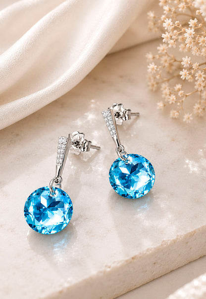 Aros Gracia Plata 925  Cristal Swarovski® Aquamarine