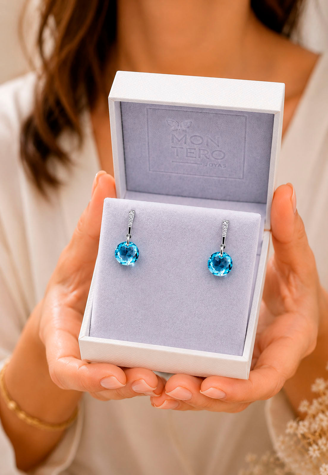 Aros Gracia Plata 925  Cristal Swarovski® Aquamarine