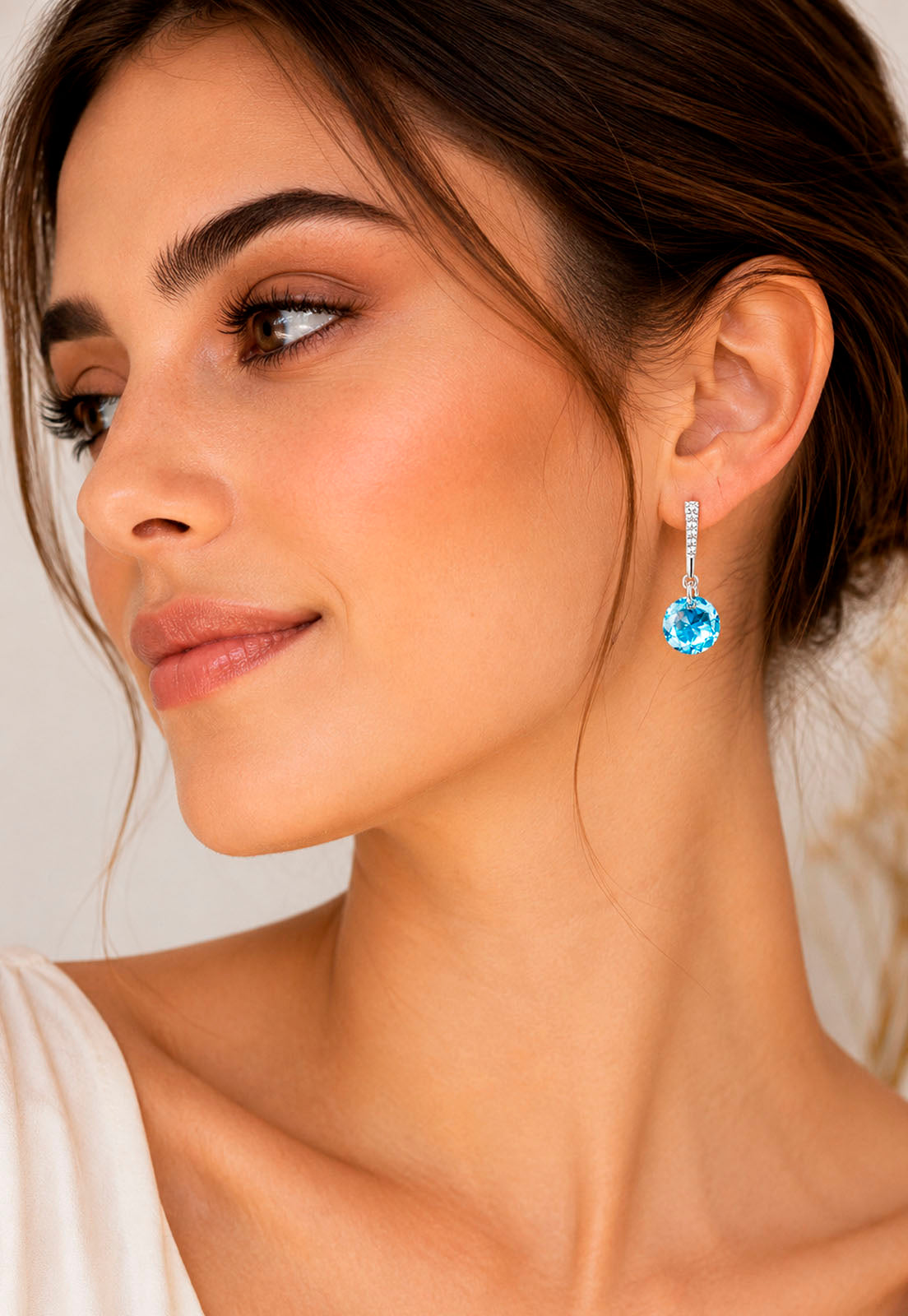 Aros Gracia Plata 925  Cristal Swarovski® Aquamarine