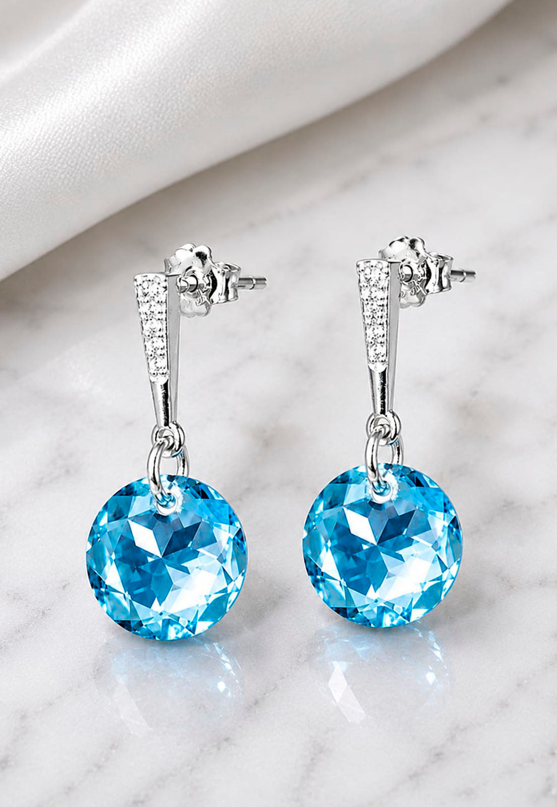 Aros Gracia Plata 925  Cristal Swarovski® Aquamarine