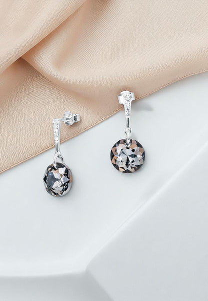 Aros Gracia Plata 925 Cristal Genuino Silver Night