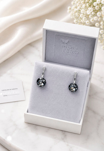 Aros Gracia Plata 925  Cristal Swarovski® Silver Night