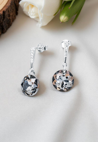 Aros Gracia Plata 925 Cristal Genuino Silver Night