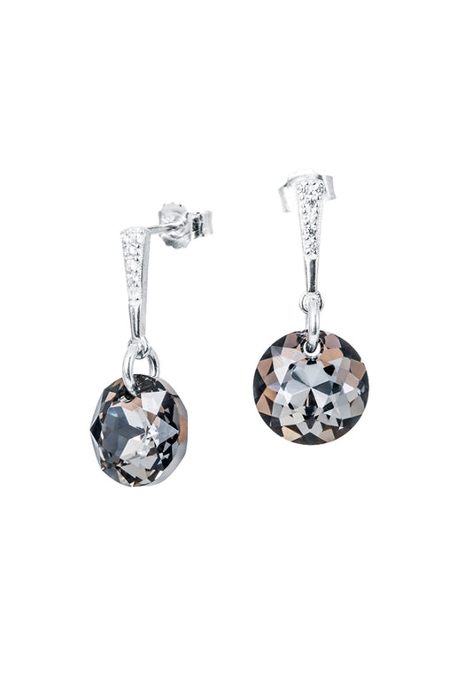 Aros Gracia Plata 925 Cristal Genuino Silver Night