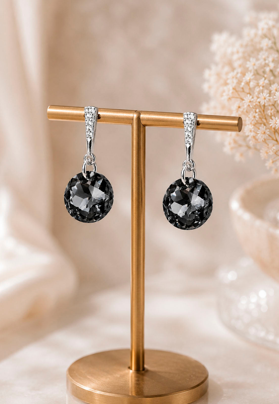 Aros Gracia Plata 925  Cristal Swarovski® Silver Night