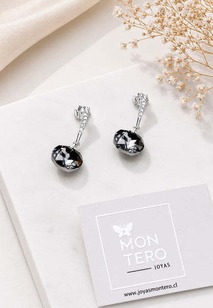 Aros Gracia Plata 925  Cristal Swarovski® Silver Night