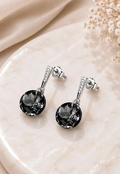Aros Gracia Plata 925  Cristal Swarovski® Silver Night