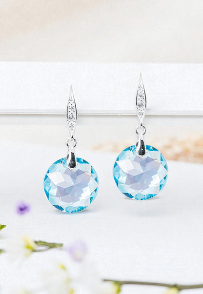 Aros Gran Gracia Plata 925 Cristal Genuino Aquamarine