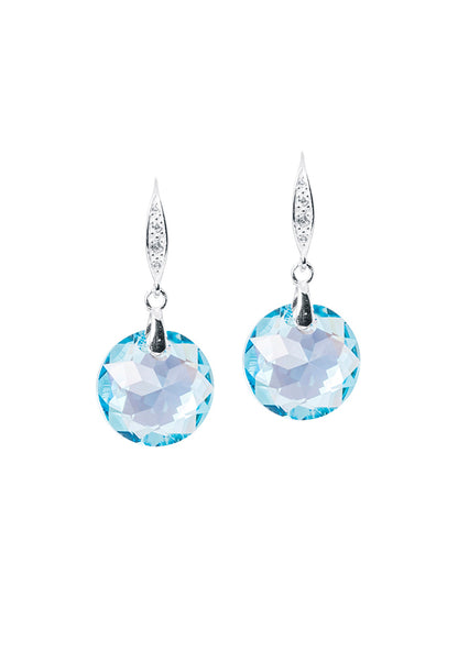 Aros Gran Gracia Plata 925 Cristal Genuino Aquamarine