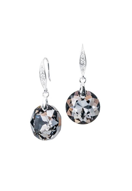 Aros Gran Gracia Plata 925 Cristal Genuino Silver Night