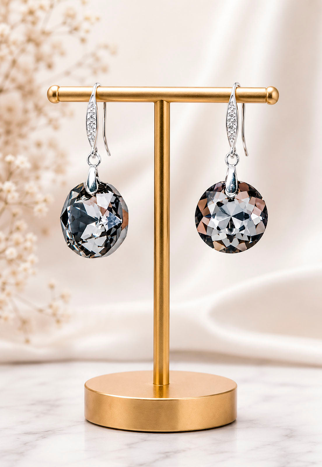 Aros Gran Gracia Plata 925 Cristal Swarovski® Silver Night