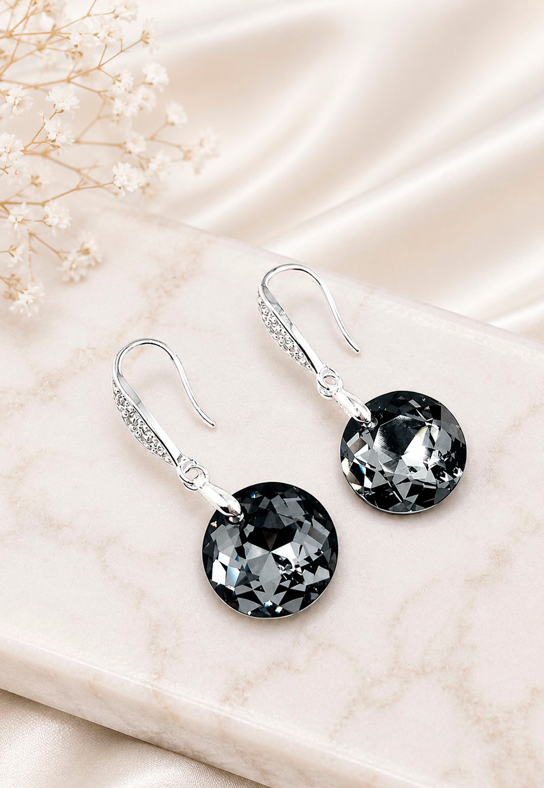 Aros Gran Gracia Plata 925 Cristal Swarovski® Silver Night