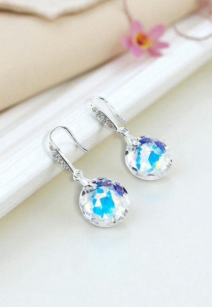 Aros Gran Gracia Plata 925 Cristal Genuino Aurora Boreal