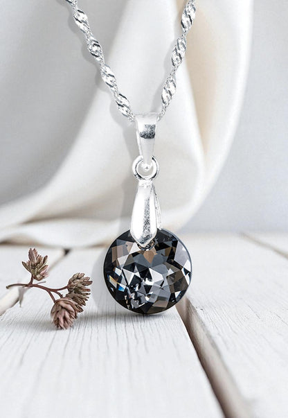 Collar Gran Gracia Plata  925 y Cristales Genuinos Silver Night