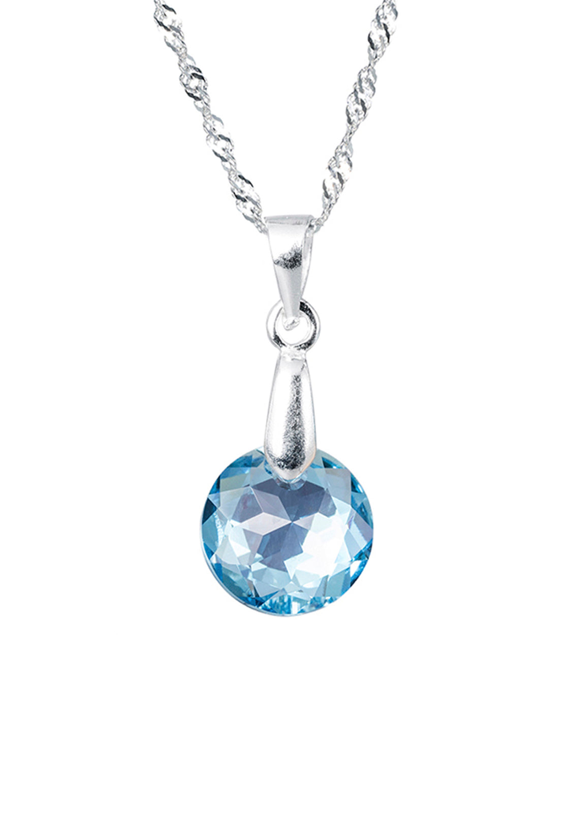 Collar Gran Gracia Plata Italiana 925 y Cristales Genuinos Aquamarine