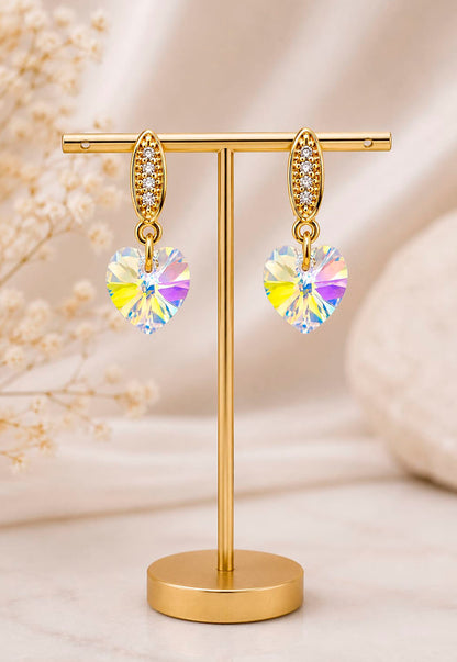 Aros Romance Gold 24K Cristal Swarovski® Aurora Boreal