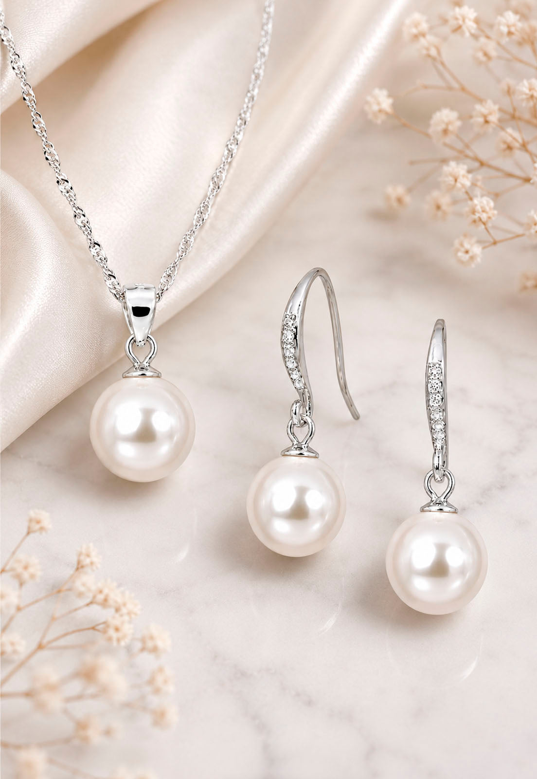 Conjunto Oslo Plata 925 Perlas de Swarovski® Cream