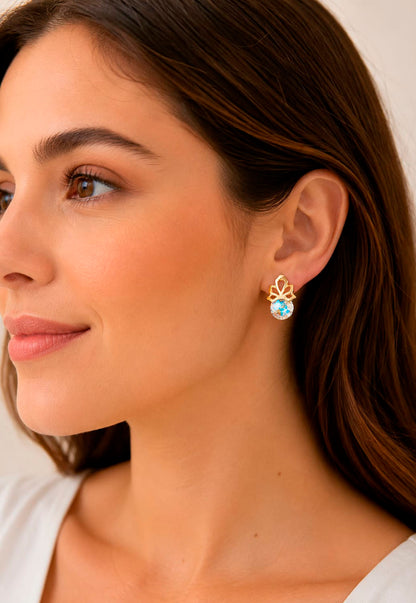 Aros Bali Gold 24K Cristal Swarovski® Aurora Boreal