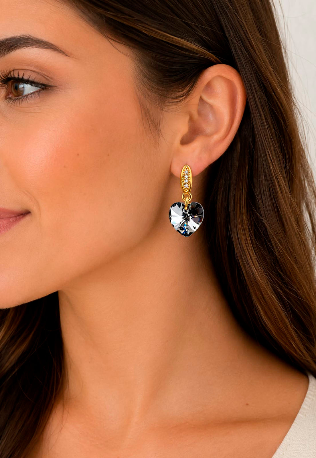 Aros Romance Gold 24K Cristal Swarovski® Silver Night