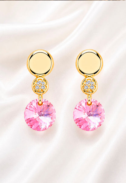 Aros Punto de Luz Gold 24K Cristal Swarovski® Rose