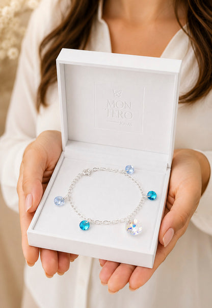 Pulsera Nepal Plata 925 Cristal Swarovski® Turquesa