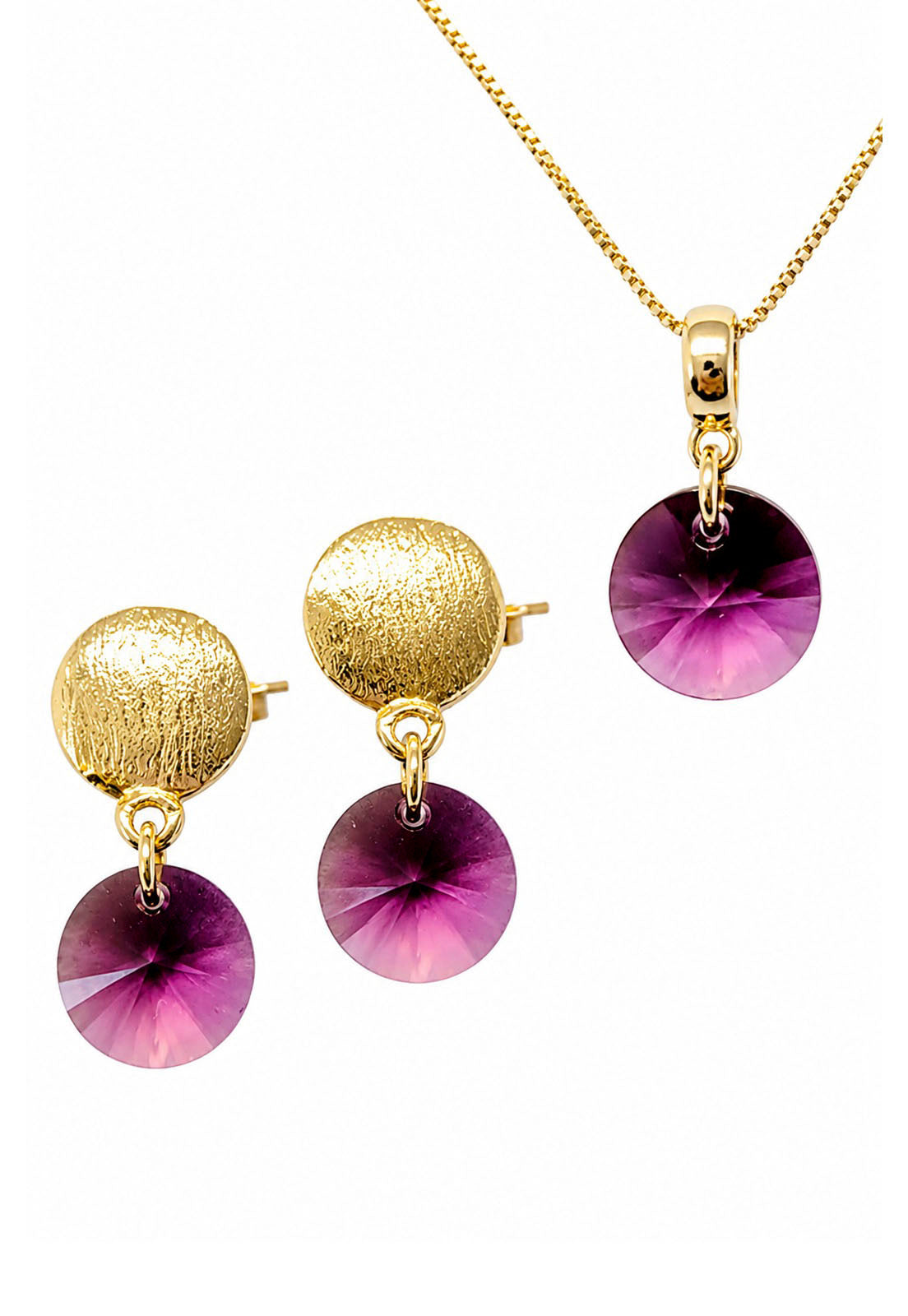 Conjunto Madrid Gold 24K Cristal Swarovski®  Amethyst