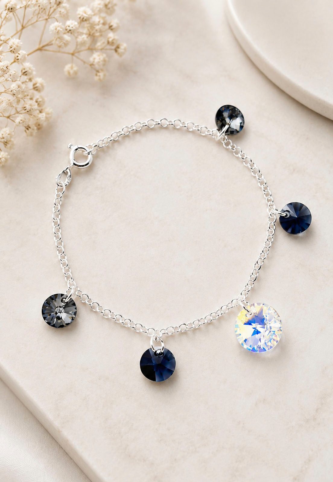 Pulsera Nepal Plata 925 Cristal Swarovski® Silver Night