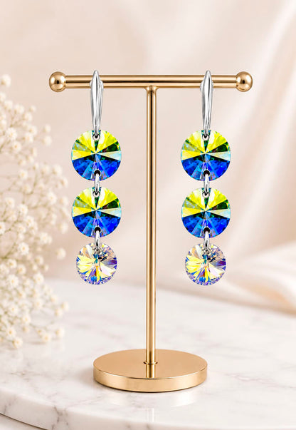 Aros Rafaela Plata 925 Cristal Swarovski® Aurora Boreal