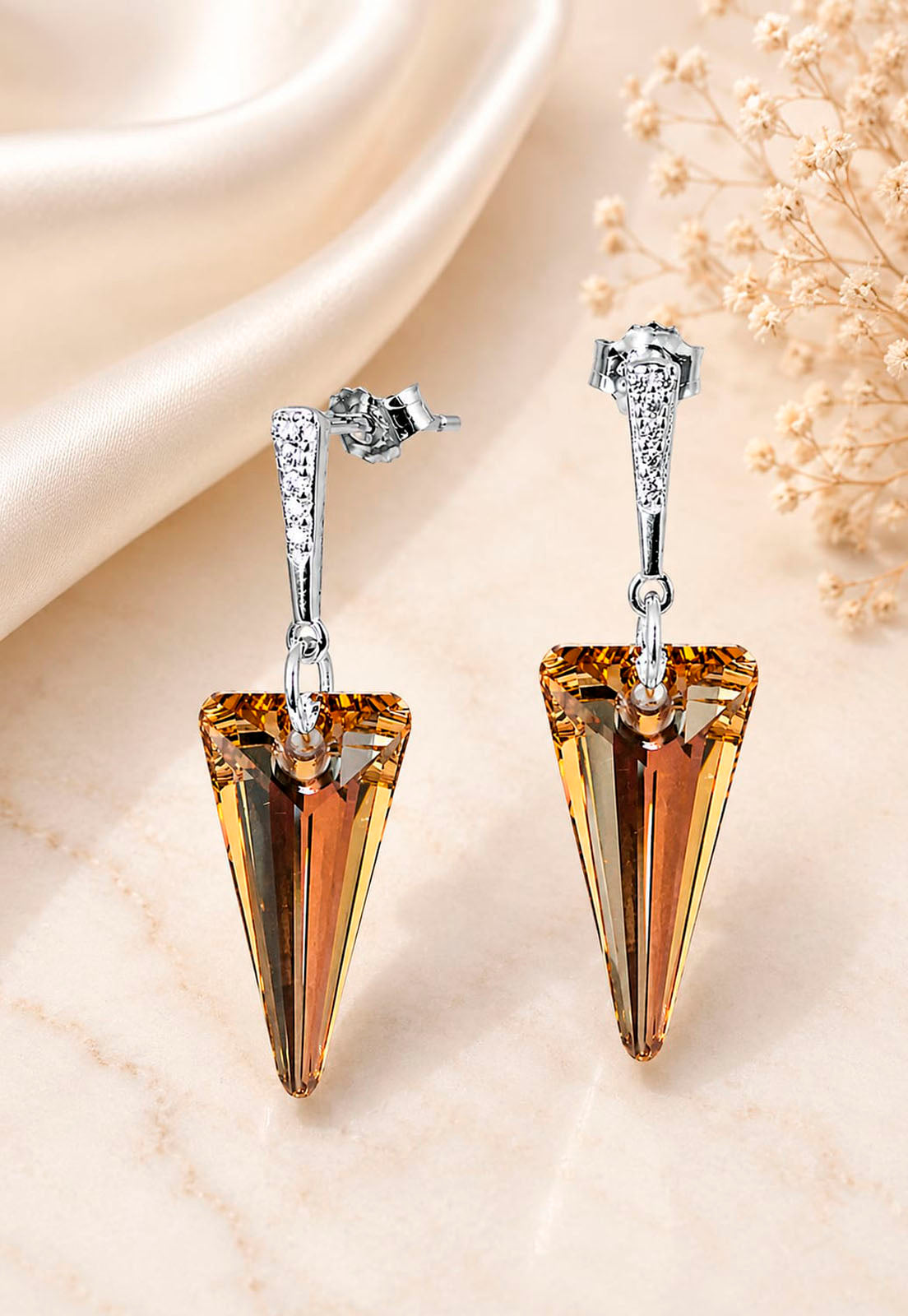Aros Sevilla Plata 925 Cristal Swarovski® Golden Shadow