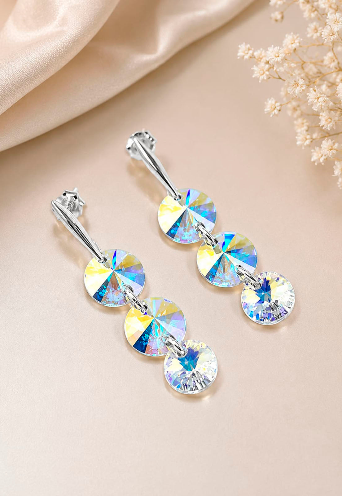 Aros Rafaela Plata 925 Cristal Swarovski® Aurora Boreal