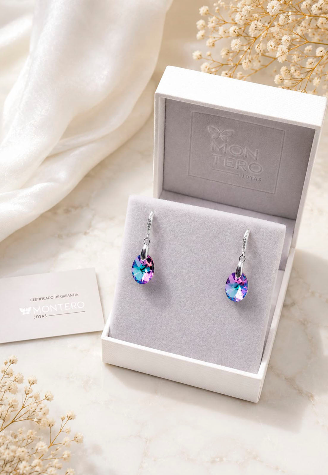 Aros Praga Plata 925 Cristal Swarovski® Vitral Light