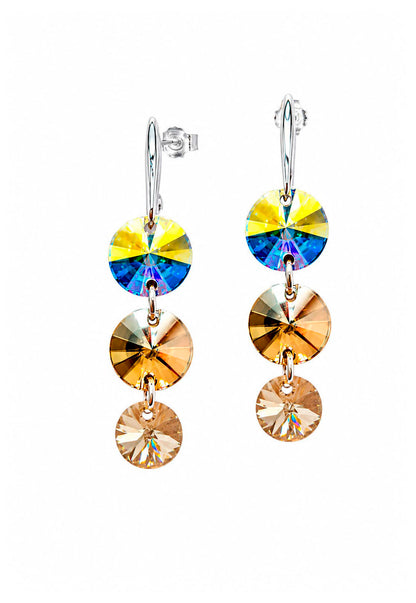 Aros RafaelaPlata 925 Cristal Swarovski® Aurora Boreal & Golden Shadow