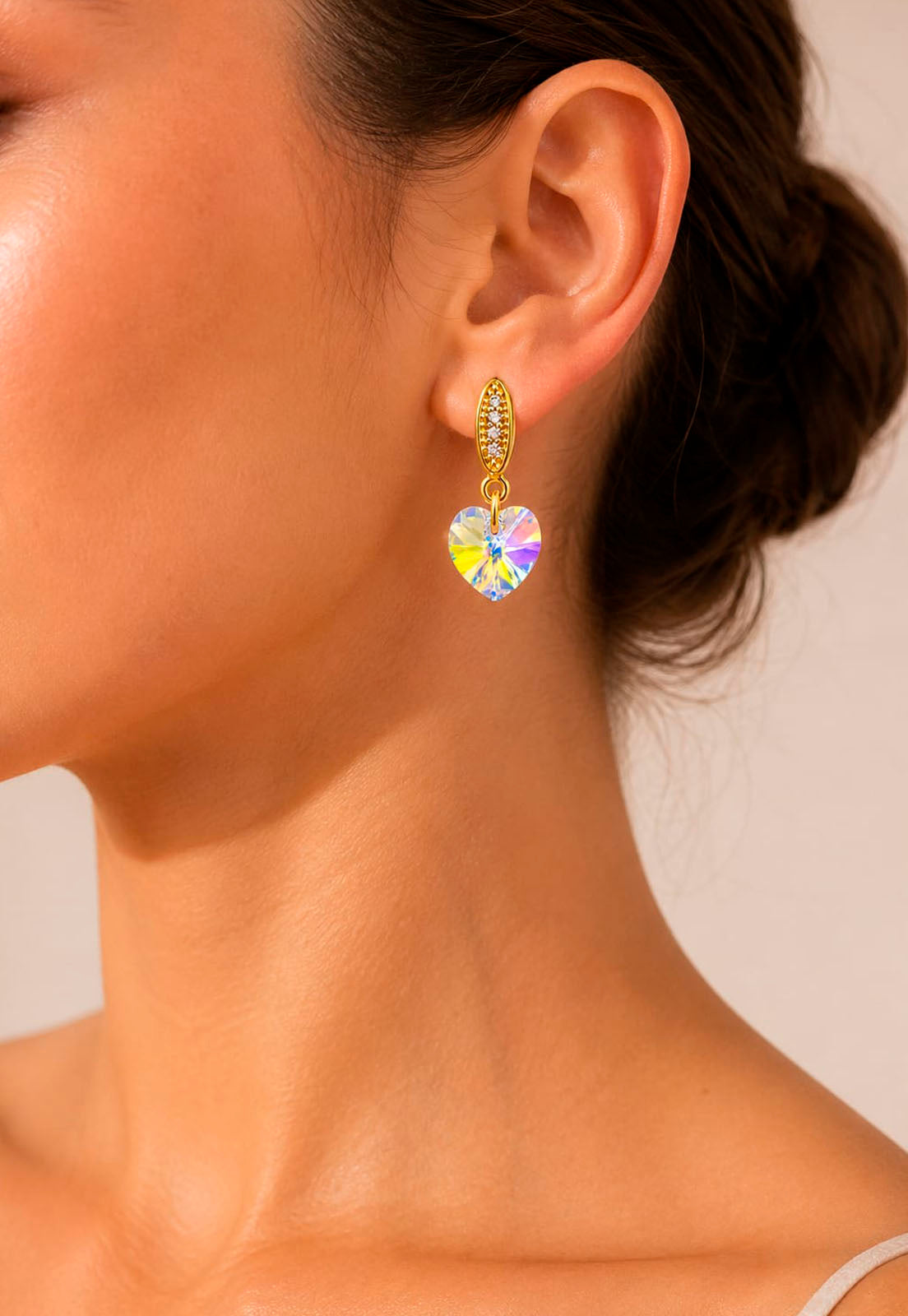 Aros Romance Gold 24K Cristal Swarovski® Aurora Boreal