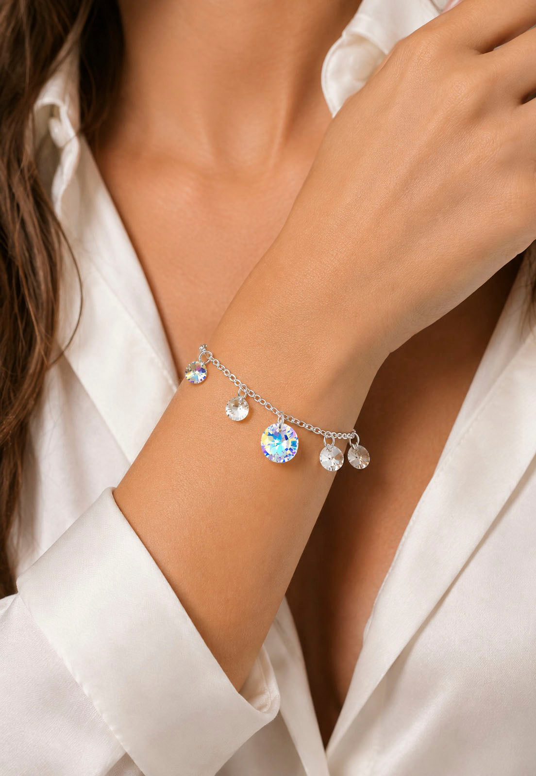 Pulsera Nepal Plata 925 Cristal Swarovski® Aurora Boreal
