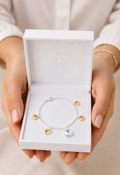 Pulsera Nepal Plata 925 Cristal Swarovski® Golden Shadow