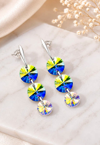 Aros Rafaela Plata 925 Cristal Swarovski® Aurora Boreal