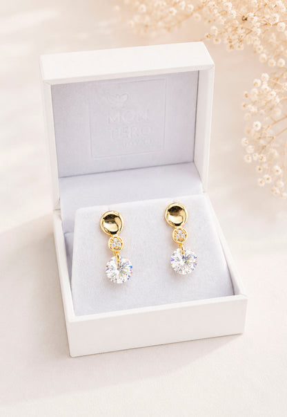 Aros Punto de Luz Gold 24K Cristal Swarovski® Aurora Boreal