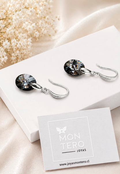 Aros Praga Plata 925 Cristal Swarovski® Silver Night