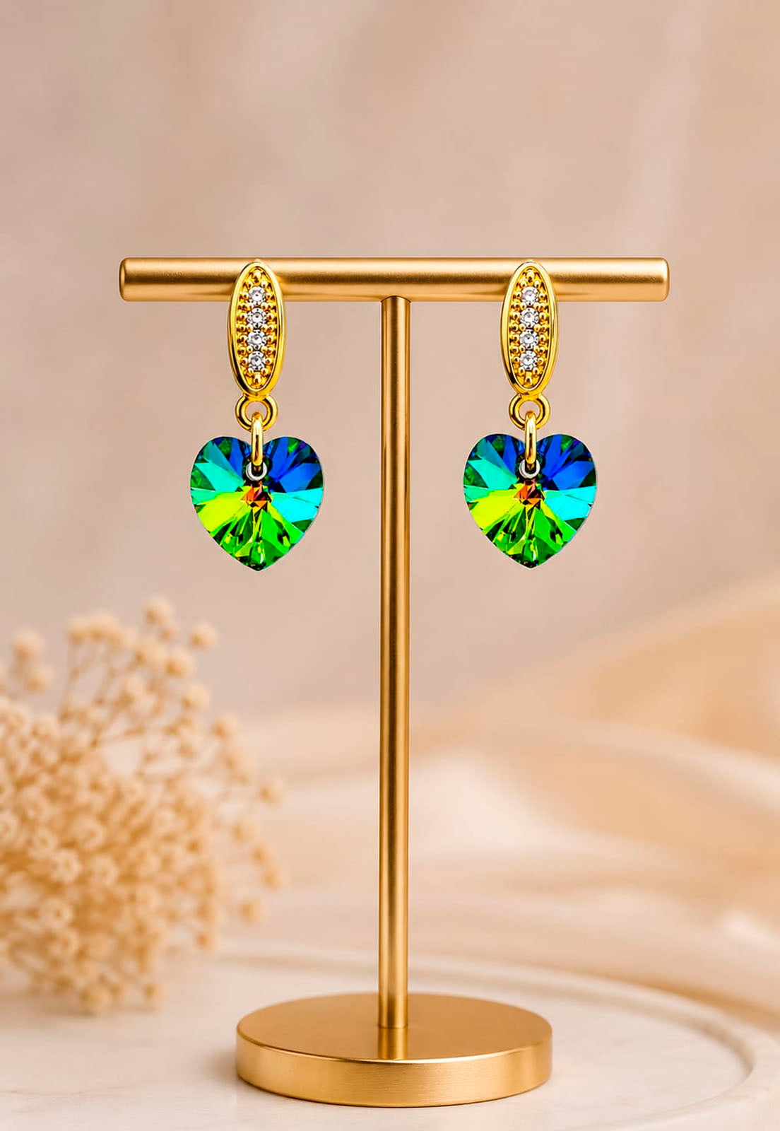 Aros Romance Gold 24K Cristal Swarovski® Vitral Medium
