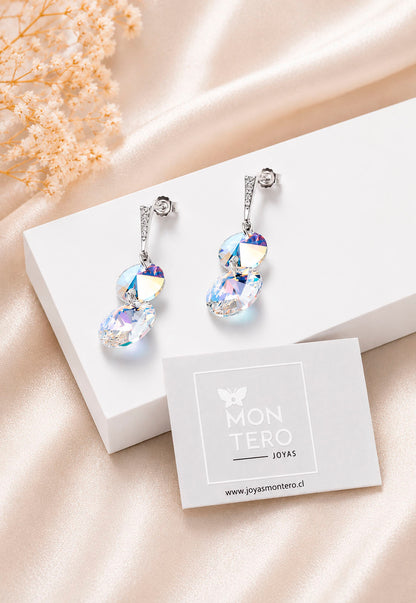 Aros Lourdes Plata 925 Cristal Swarovski® Aurora Boreal