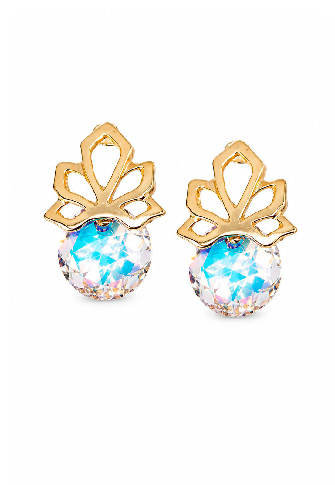 Aros Bali Gold 24K Cristal Swarovski® Aurora Boreal