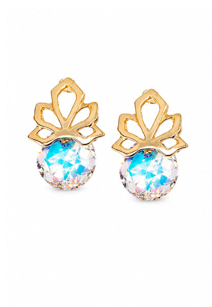Aros Bali Gold 24K Cristal Swarovski® Aurora Boreal