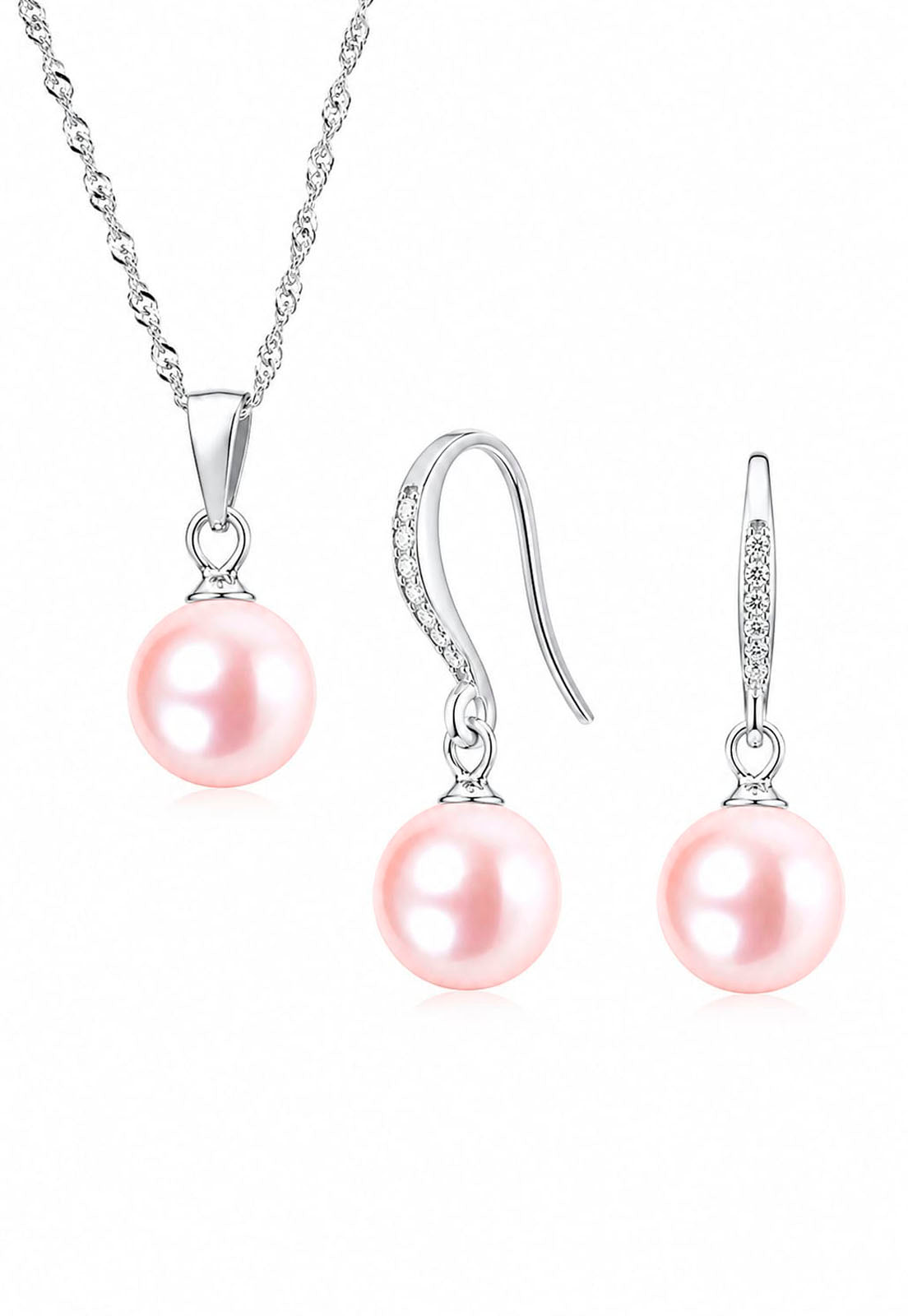 Conjunto Oslo Plata 925 Perlas de Swarovski® Peach