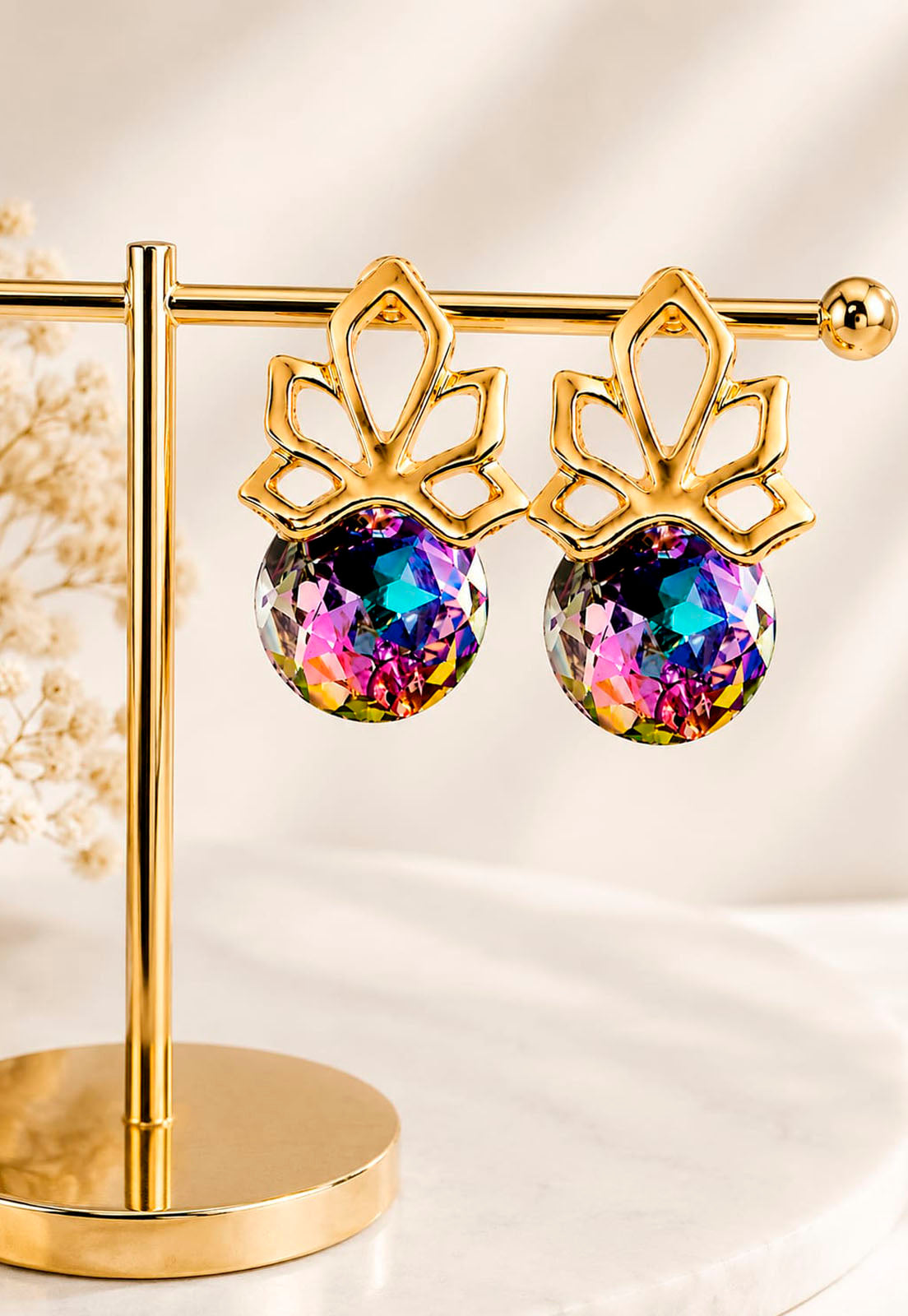Aros Bali Gold 24K Cristal Swarovski® Vitral Light