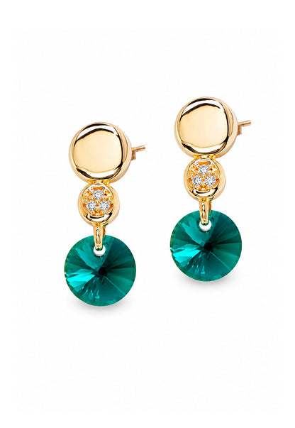 Aros Punto de Luz Gold 24K Cristal Swarovski® Emerald