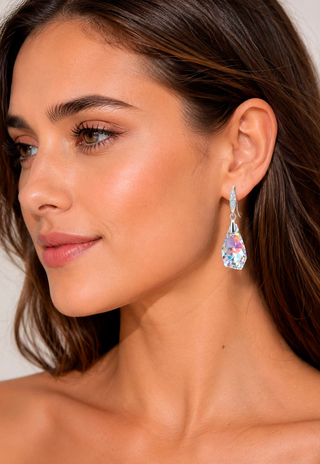 Aros Sofia Plata 925 Cristal Swarovski® Aurora Boreal