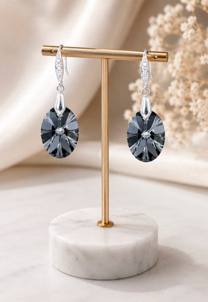Aros Gran Praga Plata 925 Cristal Swarovski® Silver Night