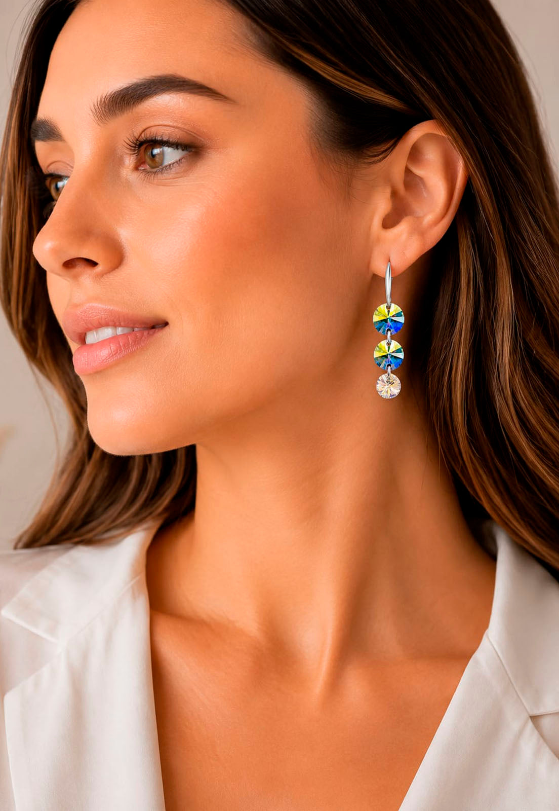 Aros Rafaela Plata 925 Cristal Swarovski® Aurora Boreal